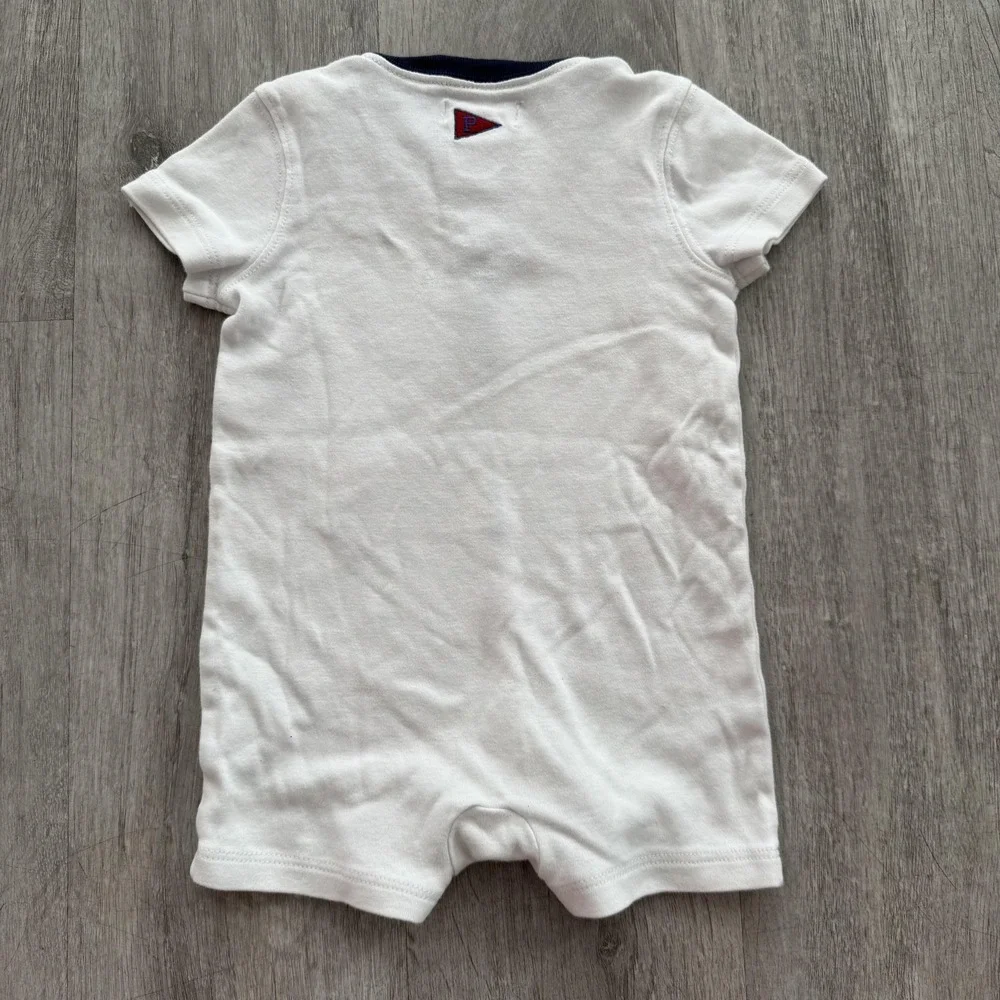 Polo Ralph Lauren Romper Boys 6-9 Months White Football Pennant One-Piece